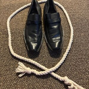 Guess Men's Black Leather Slip-On Loafers